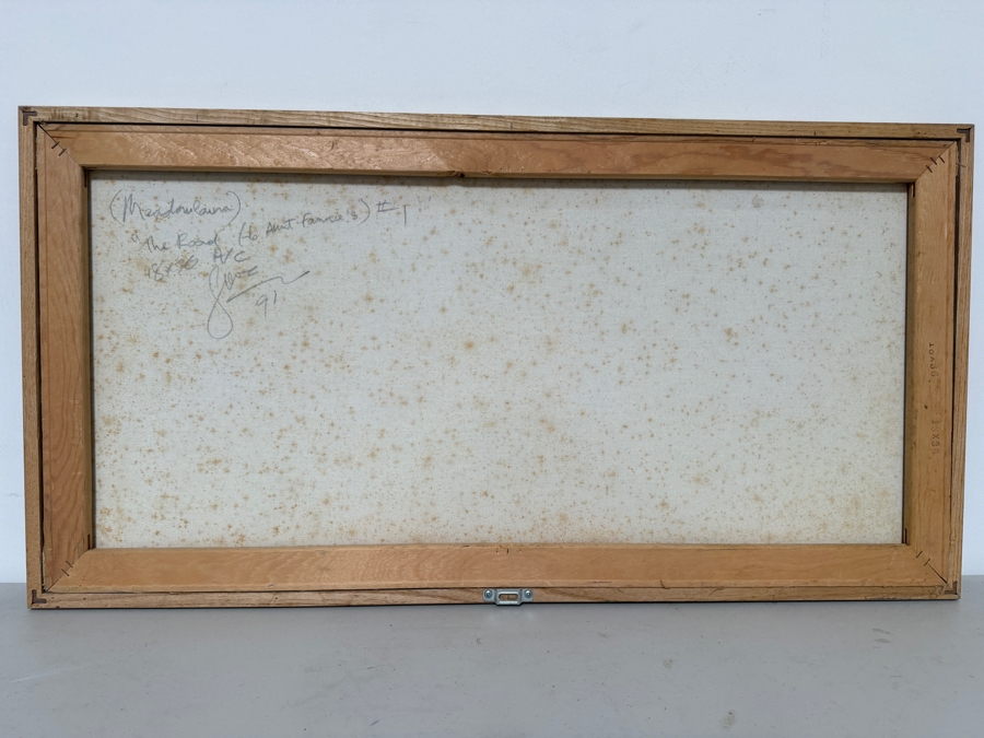 Gerrit Greve (1948-2024, Cardiff by the Sea, CA) Original Acrylic Painting On Canvas Titled 'Meadowlawn - The Road To Aunt Fannie's #1' 1991 Signed Lower Right And Verso 36 X 18 Estimate $600 - $800 [Photo 6]