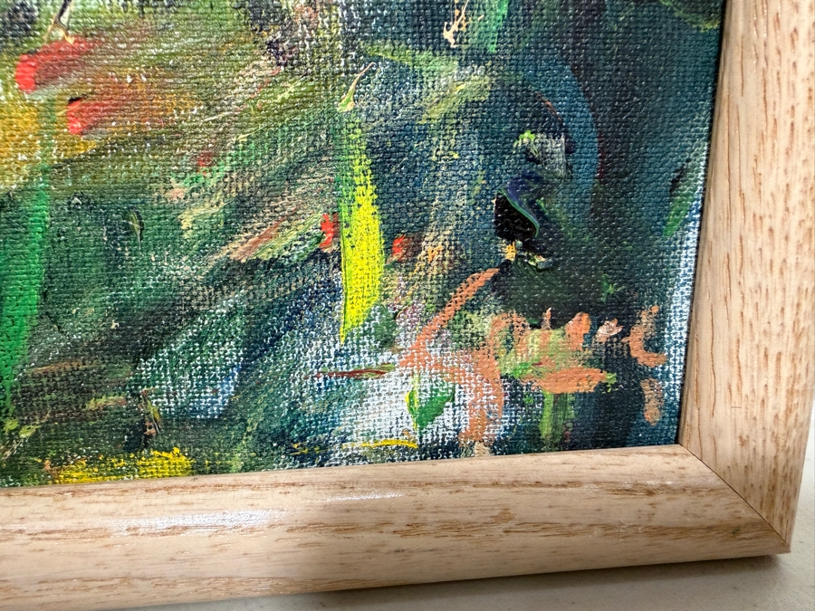 Gerrit Greve (1948-2024, Cardiff by the Sea, CA) Original Acrylic Painting On Canvas Titled 'Meadowlawn - The Road To Aunt Fannie's #1' 1991 Signed Lower Right And Verso 36 X 18 Estimate $600 - $800 [Photo 5]