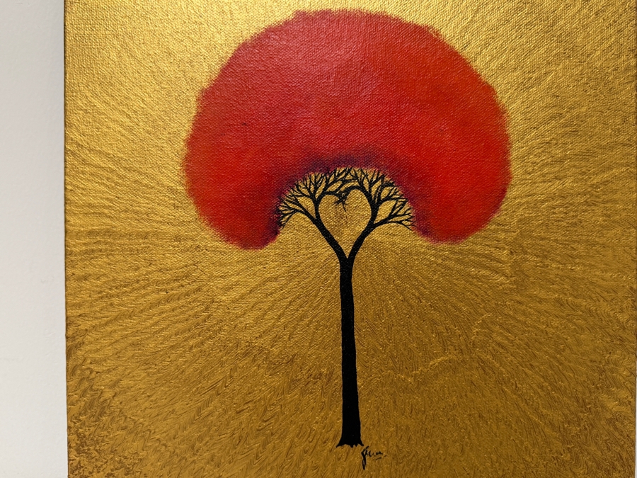 Gerrit Greve (1948-2024, Cardiff by the Sea, CA) Original Acrylic Painting On Canvas Titled 'Icon Tree 13' 2016 Signed Bottom And Verso 12 X 12 Estimate $100 - $200 [Photo 2]
