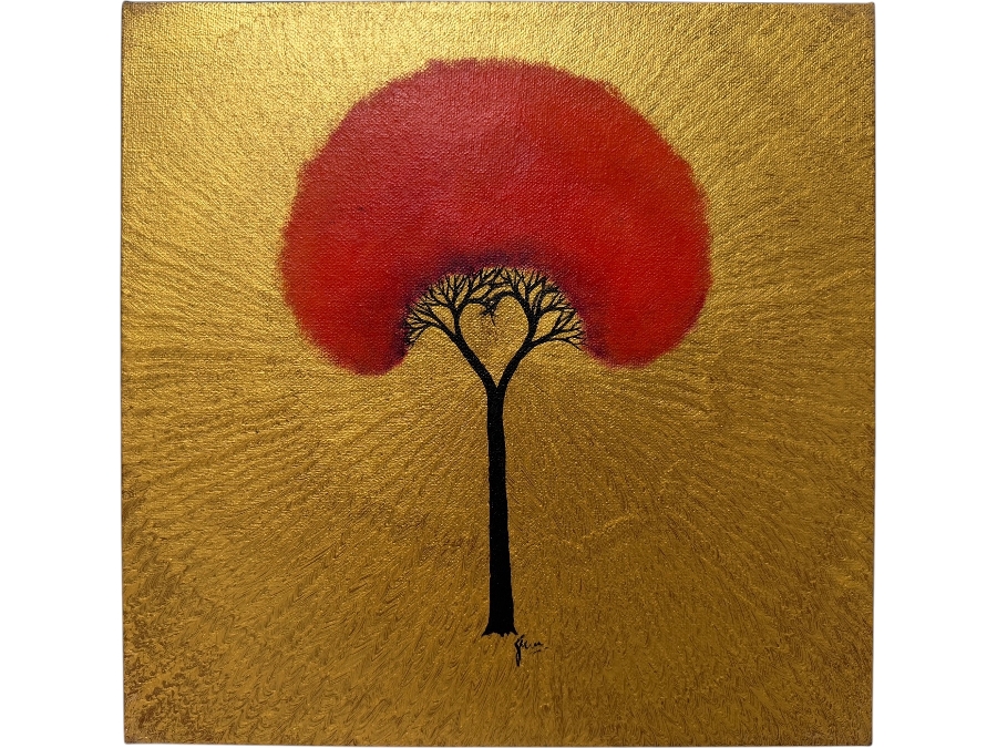 Gerrit Greve (1948-2024, Cardiff by the Sea, CA) Original Acrylic Painting On Canvas Titled 'Icon Tree 13' 2016 Signed Bottom And Verso 12 X 12 Estimate $100 - $200