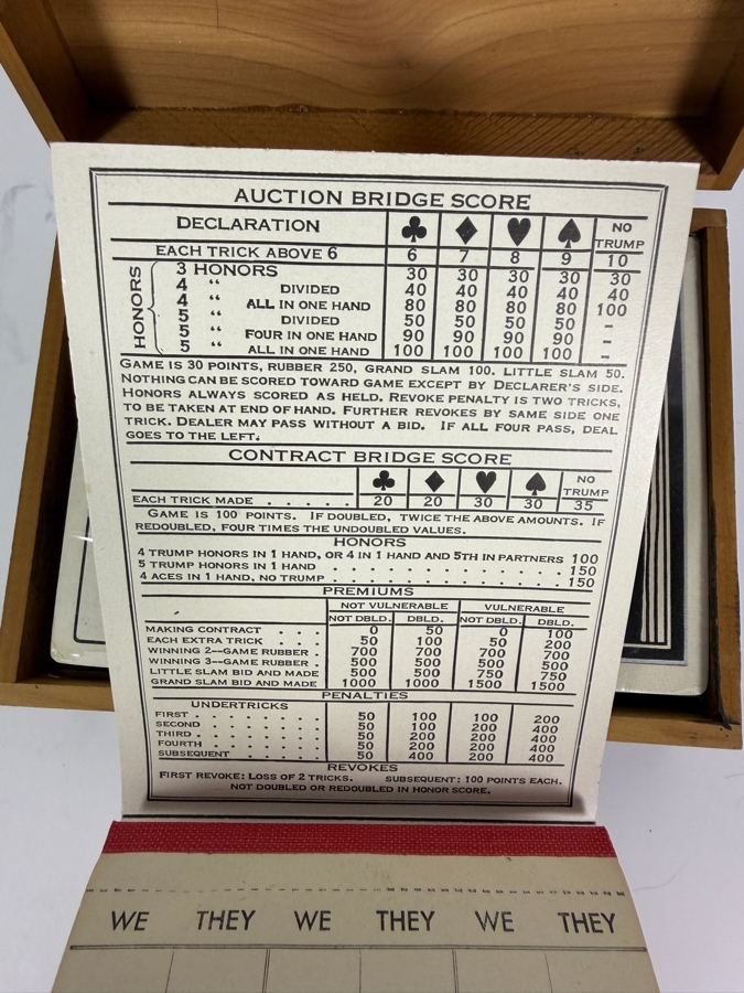 Just Added - Rare Factory Sealed Art Deco Bridge Playing Card Set In An Art Deco Wooden Box [Photo 8]