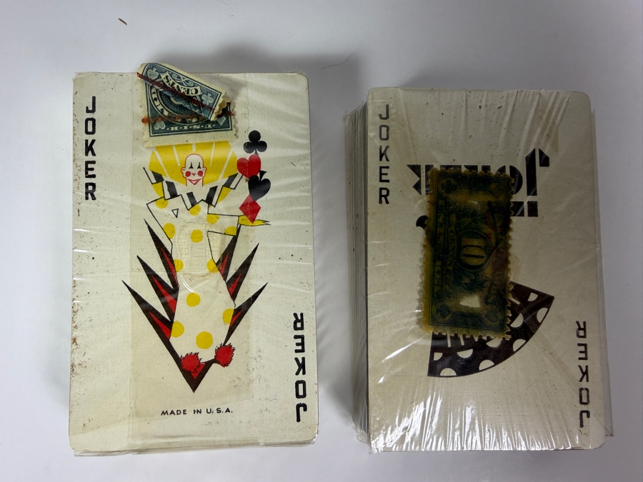 Just Added - Rare Factory Sealed Art Deco Bridge Playing Card Set In An Art Deco Wooden Box [Photo 9]