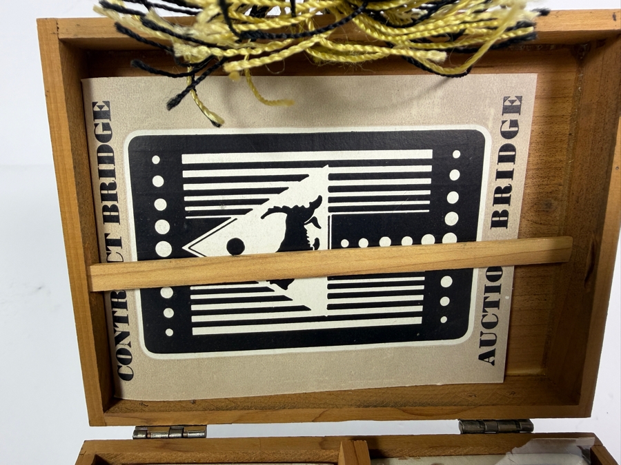 Just Added - Rare Factory Sealed Art Deco Bridge Playing Card Set In An Art Deco Wooden Box [Photo 5]