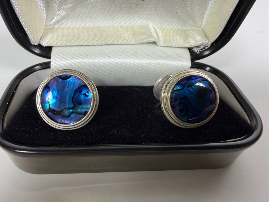 Just Added - Men's Blue Abalone Shell Cufflinks [Photo 2]