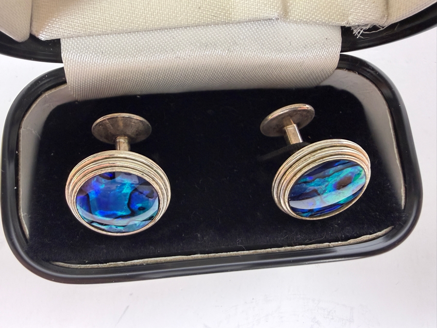 Just Added - Men's Blue Abalone Shell Cufflinks [Photo 3]