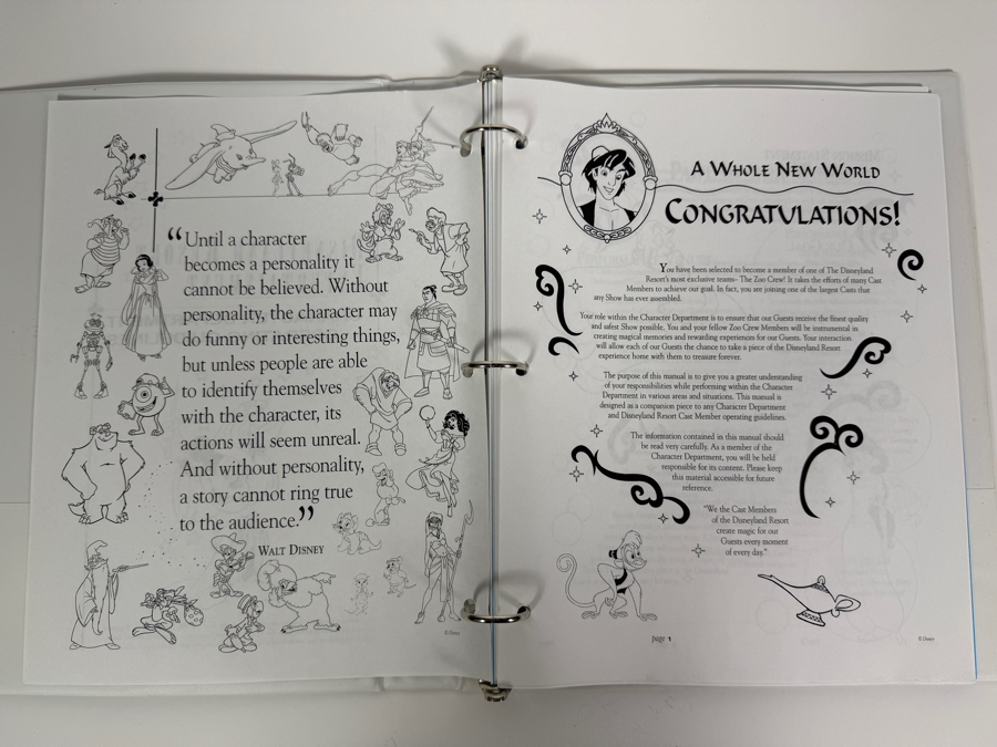 Just Added - Disney Entertainment Productions Character / Imaging Department JOI Character Training Manual Binder [Photo 3]