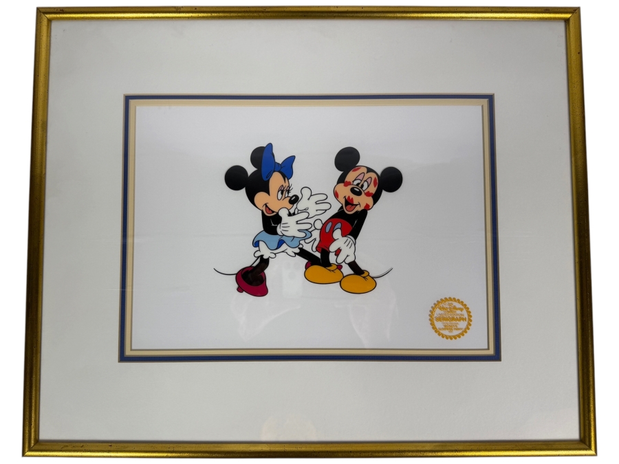 'Minnie Loves Mickey' Limited Edition Walt Disney Studio Serigraph Cel 13 X 9 Framed 21 X 17