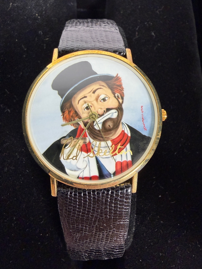 14k Gold Limited Edition Hand Signed Red Skelton Wrist Watch By Armstrong's 1997 Titled 'Time For Freddie' Numbered 52 Of 500 With COA And Original Box [Photo 2]