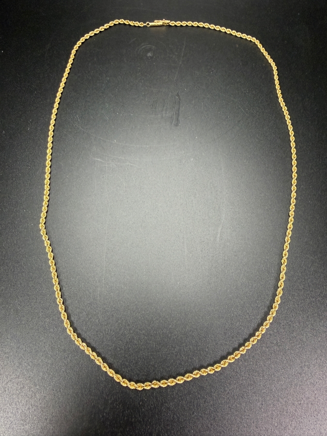 14k Gold 22' Rope Chain Necklace 11.1g ($945 Melt Value) [Photo 3]