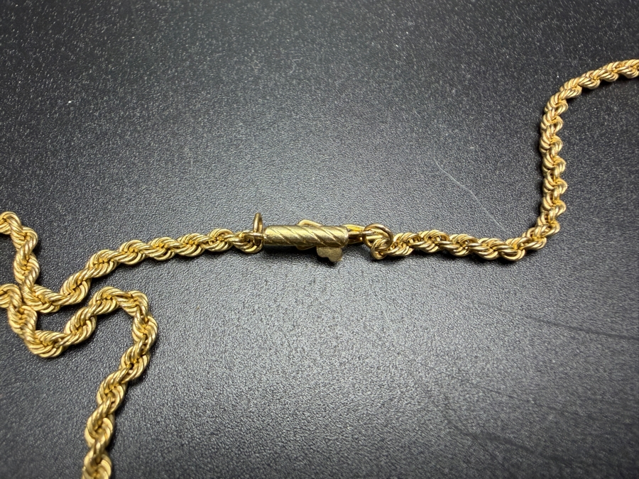 14k Gold 22' Rope Chain Necklace 11.1g ($945 Melt Value) [Photo 4]