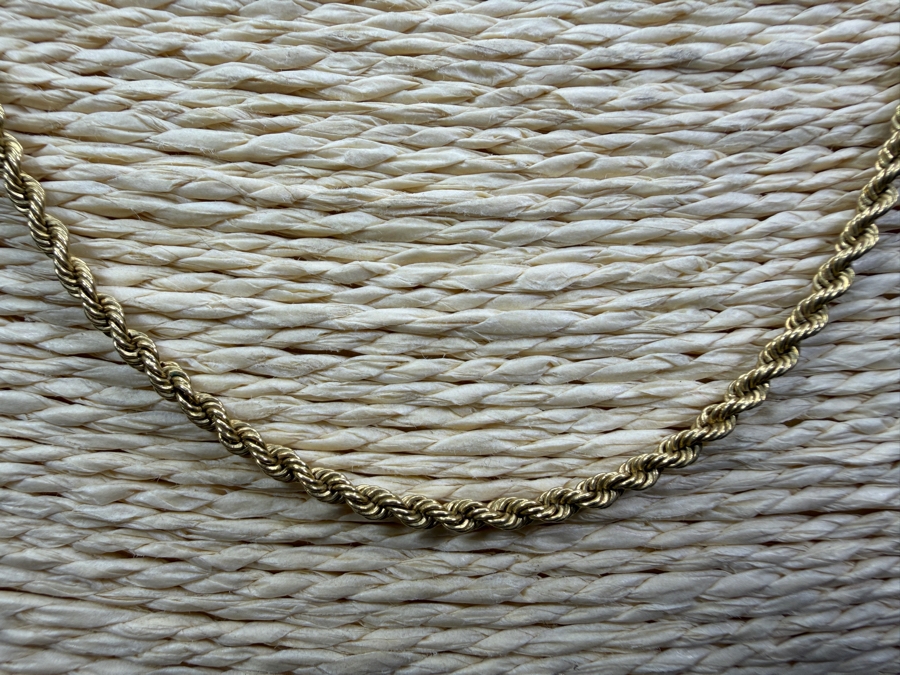 14k Gold 22' Rope Chain Necklace 11.1g ($945 Melt Value) [Photo 2]