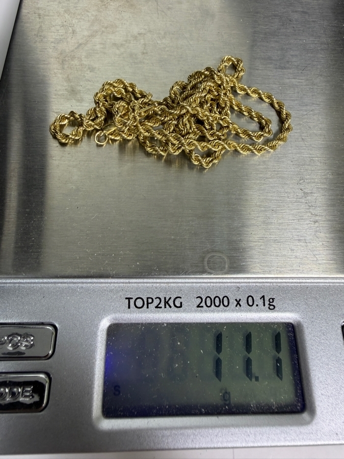 14k Gold 22' Rope Chain Necklace 11.1g ($945 Melt Value) [Photo 9]