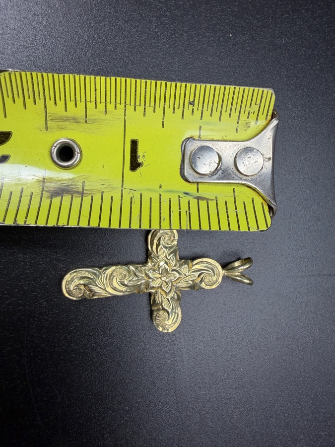 14k Gold Cross Pendant 1 3/8'L 5.3g ($450 Melt Value) [Photo 3]