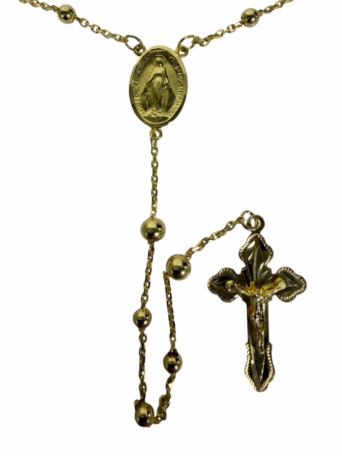 14k Gold 28' Rosary Necklace 12.4g ($1,060 Melt Value) [Photo 2]