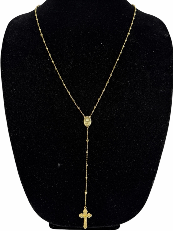 14k Gold 28' Rosary Necklace 12.4g ($1,060 Melt Value) [Photo 3]