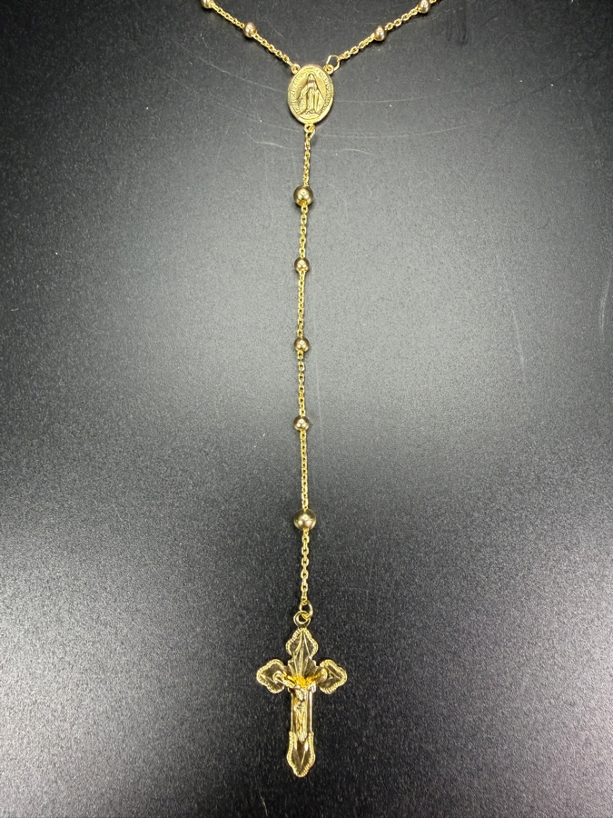 14k Gold 28' Rosary Necklace 12.4g ($1,060 Melt Value) [Photo 5]