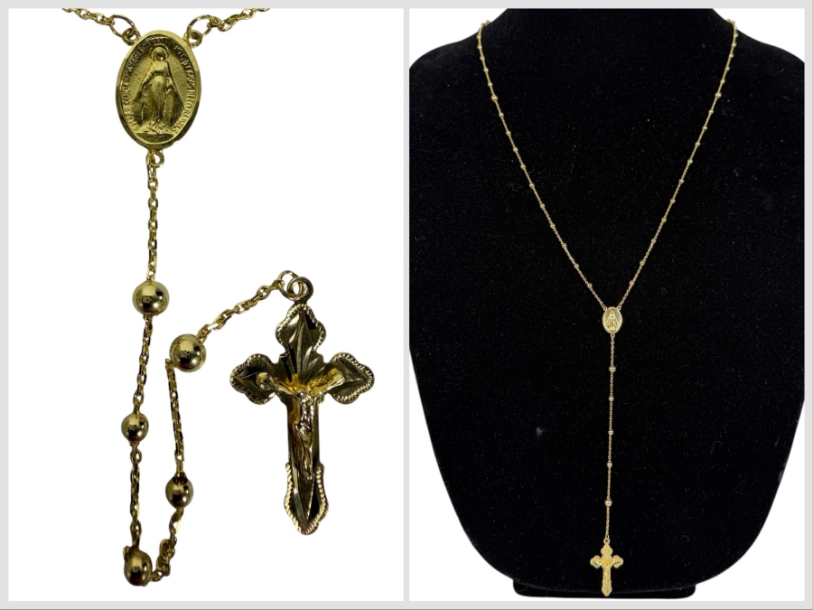 14k Gold 28' Rosary Necklace 12.4g ($1,060 Melt Value)
