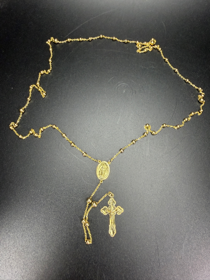 14k Gold 28' Rosary Necklace 12.4g ($1,060 Melt Value) [Photo 4]