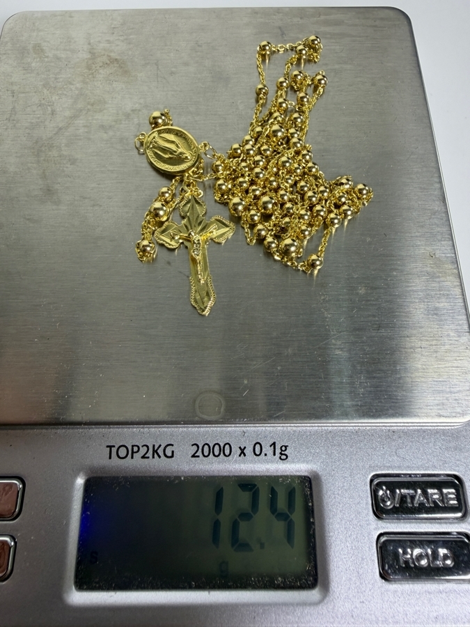 14k Gold 28' Rosary Necklace 12.4g ($1,060 Melt Value) [Photo 13]