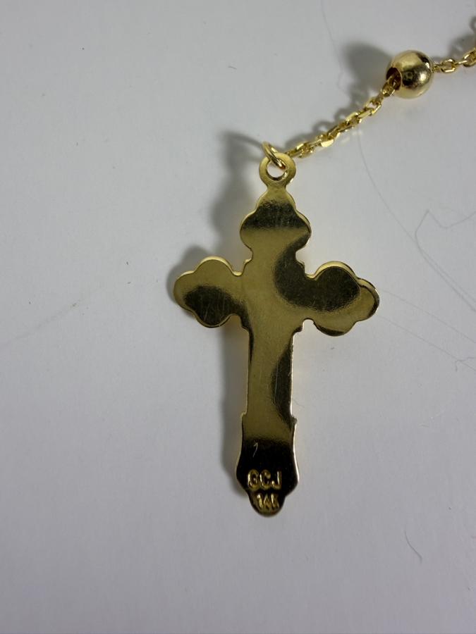 14k Gold 28' Rosary Necklace 12.4g ($1,060 Melt Value) [Photo 8]