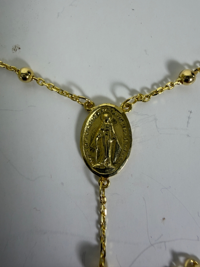 14k Gold 28' Rosary Necklace 12.4g ($1,060 Melt Value) [Photo 7]