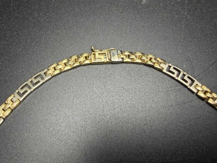 14k Gold 17' Greek Key Necklace With Matching 14k Gold 7.25' Bracelet 50.2g ($4,275 Melt Value) [Photo 4]