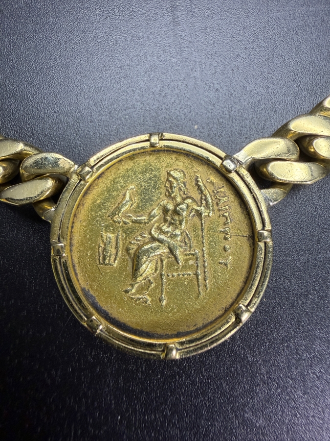18k Gold Heavy Chain Necklace With Coin Pendant 57.9g Retails $26,000 [Photo 5]
