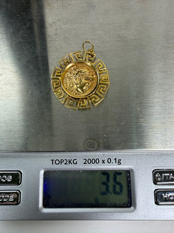 18k Gold Greek Coin Pendant 3.6g [Photo 6]