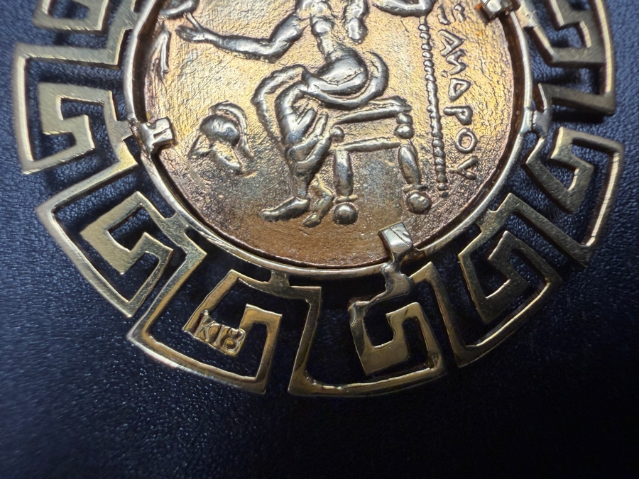 18k Gold Greek Coin Pendant 3.6g [Photo 5]