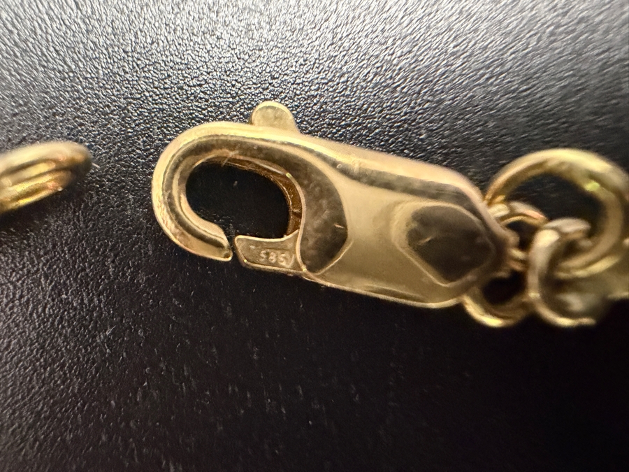 14k Gold Egyptian Revival Bracelet Featured Carved Multi-Colored Gemstone Scarabs 7.5'L 17.4g [Photo 3]