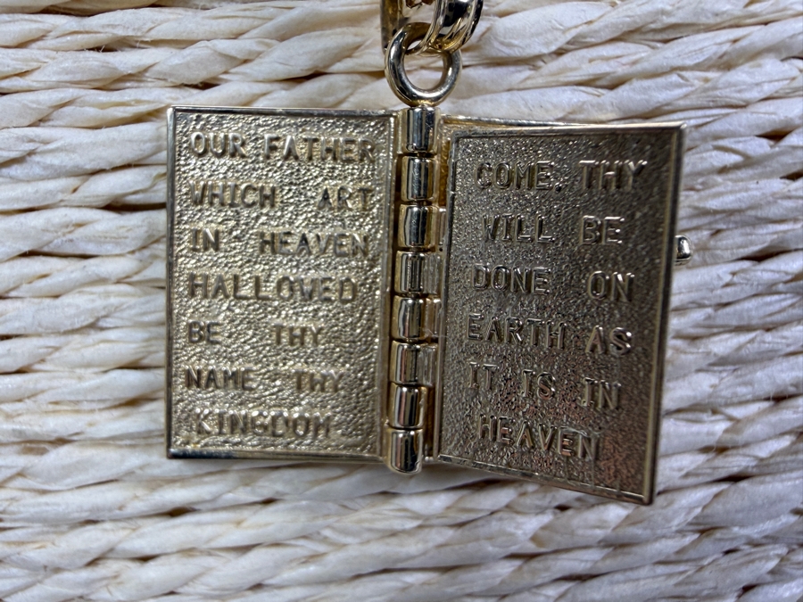 14k Gold 20' Chain Necklace With 14k Gold Holy Bible Pendant 5.3g ($450 Melt Value) [Photo 6]