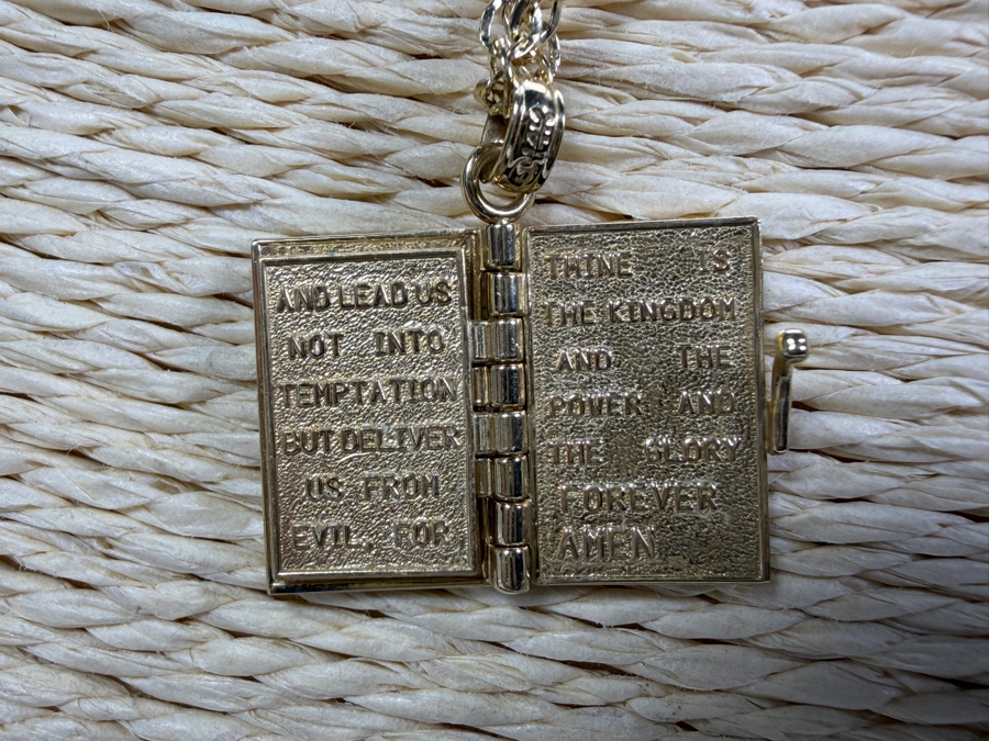 14k Gold 20' Chain Necklace With 14k Gold Holy Bible Pendant 5.3g ($450 Melt Value) [Photo 8]