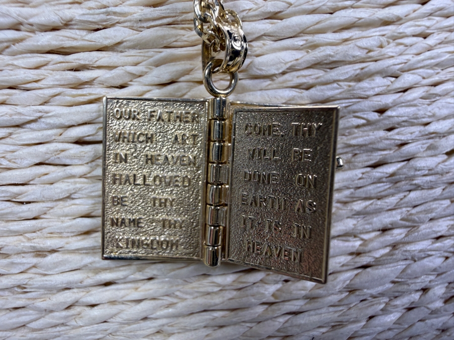 14k Gold 20' Chain Necklace With 14k Gold Holy Bible Pendant 5.3g ($450 Melt Value) [Photo 5]