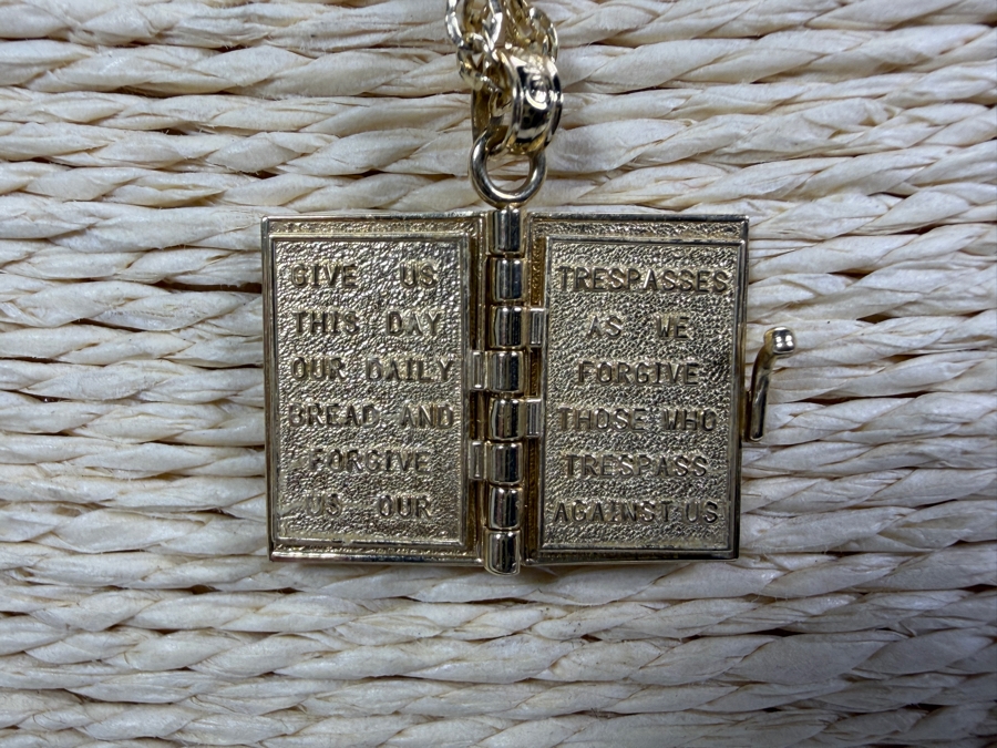 14k Gold 20' Chain Necklace With 14k Gold Holy Bible Pendant 5.3g ($450 Melt Value) [Photo 7]