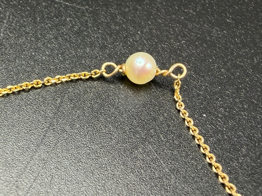 14k Gold 16' Chain Necklace With Pearls [Photo 4]