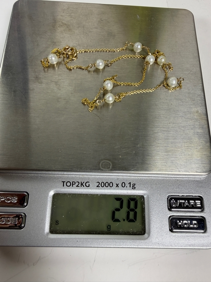 14k Gold 16' Chain Necklace With Pearls [Photo 6]