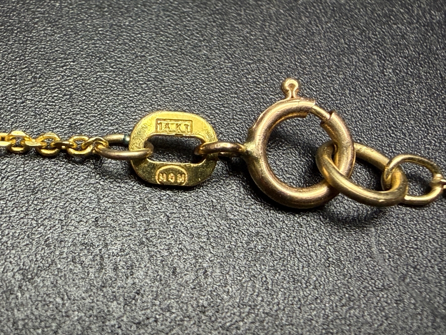 14k Gold 16' Chain Necklace With Pearls [Photo 3]