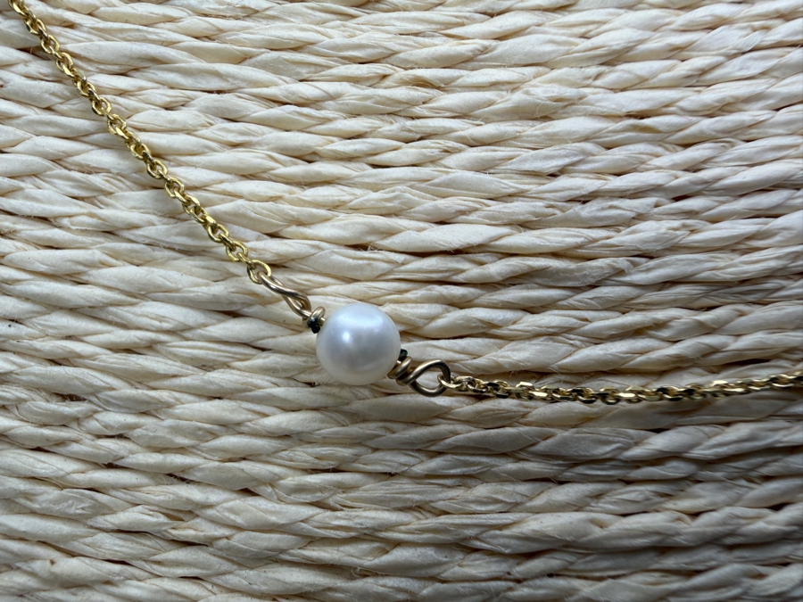 14k Gold 16' Chain Necklace With Pearls [Photo 2]