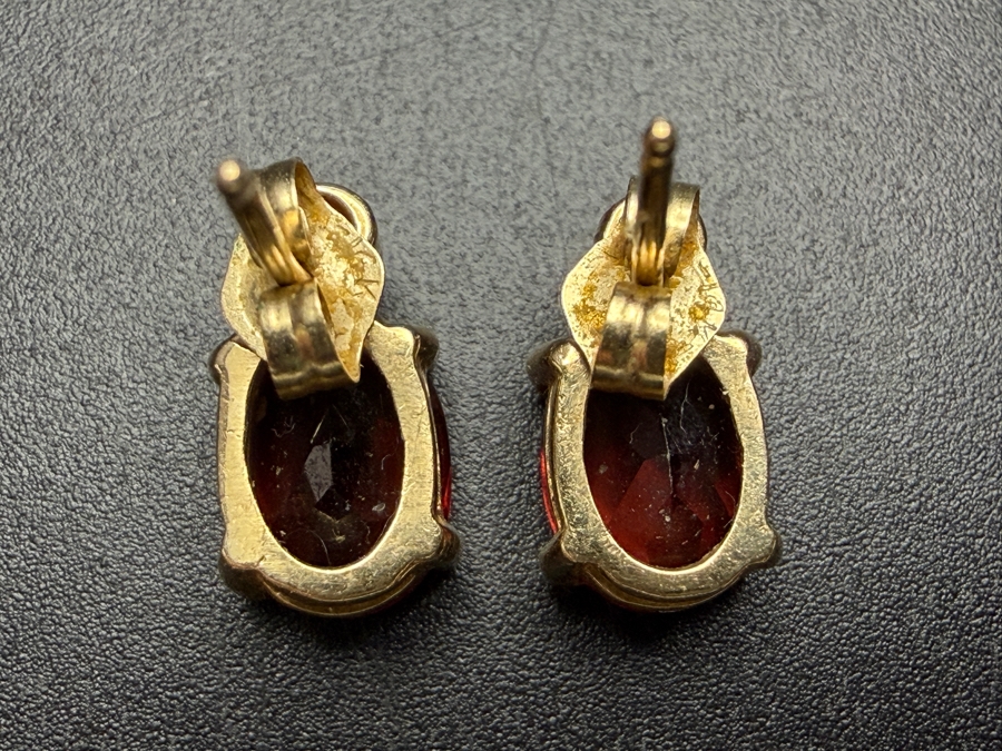 14k Gold Garnet Earrings 2.1g [Photo 6]
