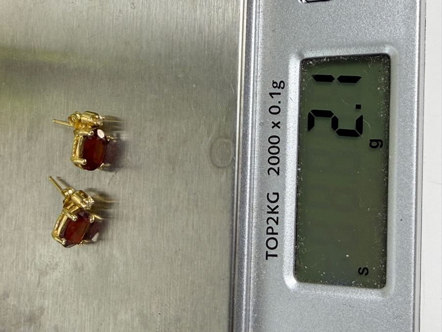 14k Gold Garnet Earrings 2.1g [Photo 7]