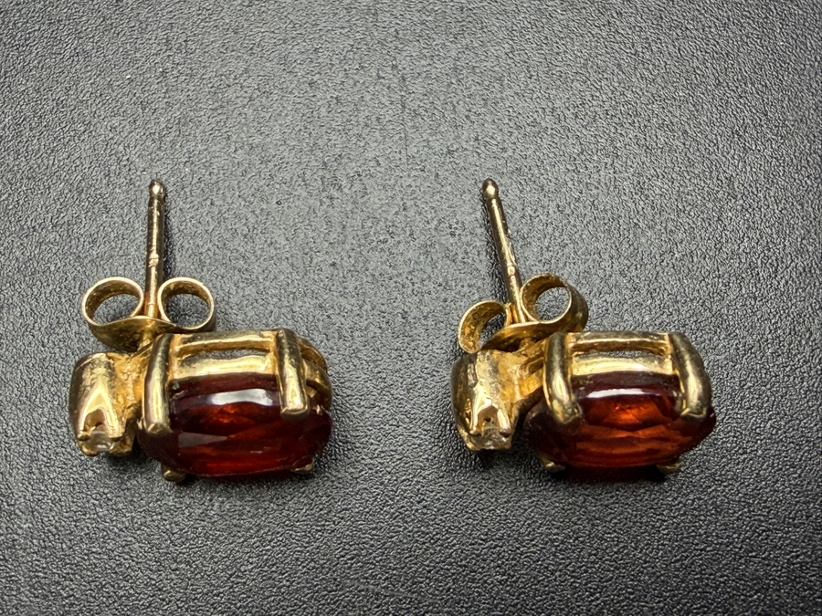 14k Gold Garnet Earrings 2.1g [Photo 5]