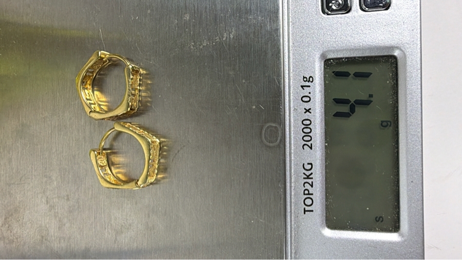 14k Gold Hoop Earrings With A Greek Key Design 4.1g ($350 Melt Value) [Photo 7]
