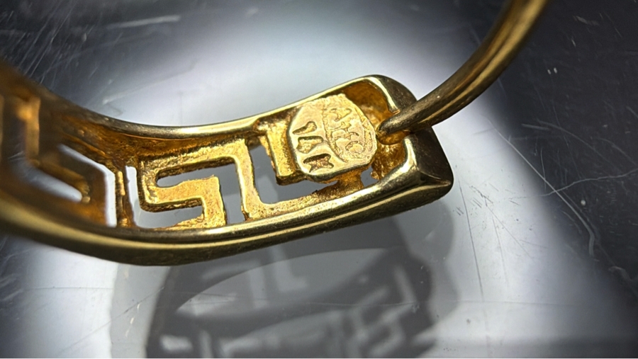 14k Gold Hoop Earrings With A Greek Key Design 4.1g ($350 Melt Value) [Photo 6]