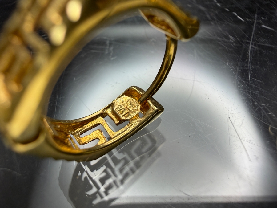 14k Gold Hoop Earrings With A Greek Key Design 4.1g ($350 Melt Value) [Photo 5]