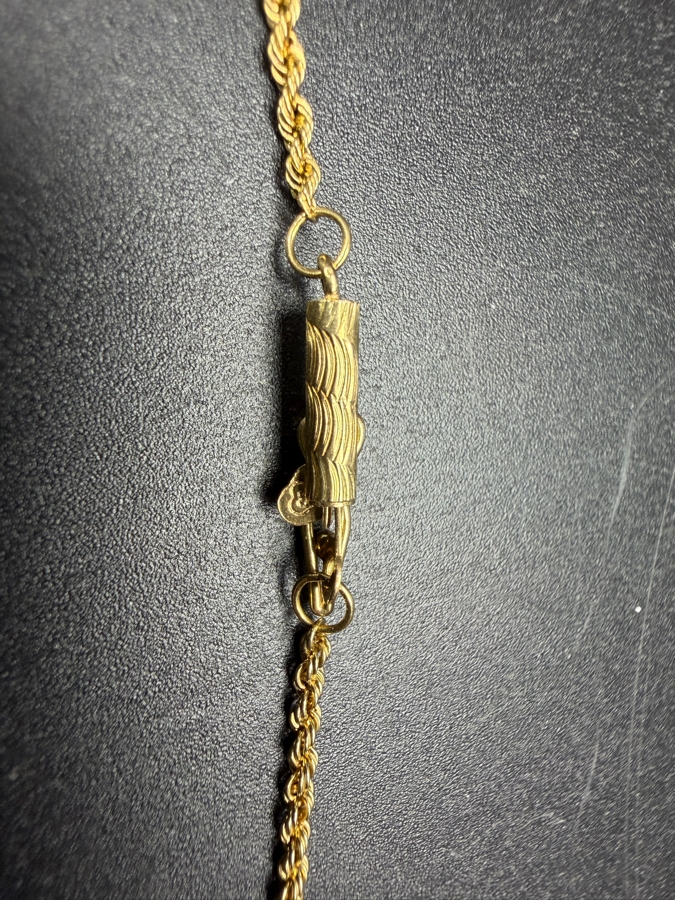 14k Gold 16' Rope Chain Necklace With 14k Gold Cross Pendant 4.2g ($360 Melt Value) [Photo 7]