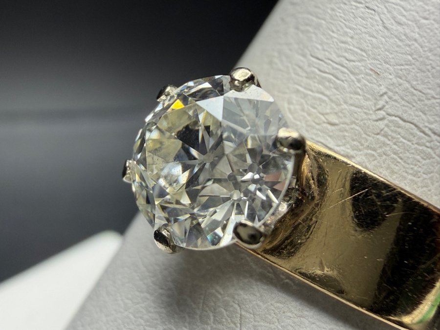 14k Gold Diamond Ring With 7.2mm Round Old European Cut Diamond Est. 1.5ct 5.3g Retails $6,000 [Photo 7]