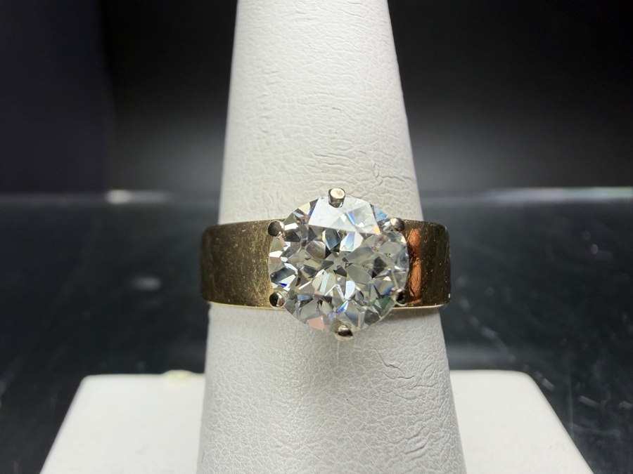 14k Gold Diamond Ring With 7.2mm Round Old European Cut Diamond Est. 1.5ct 5.3g Retails $6,000 [Photo 2]