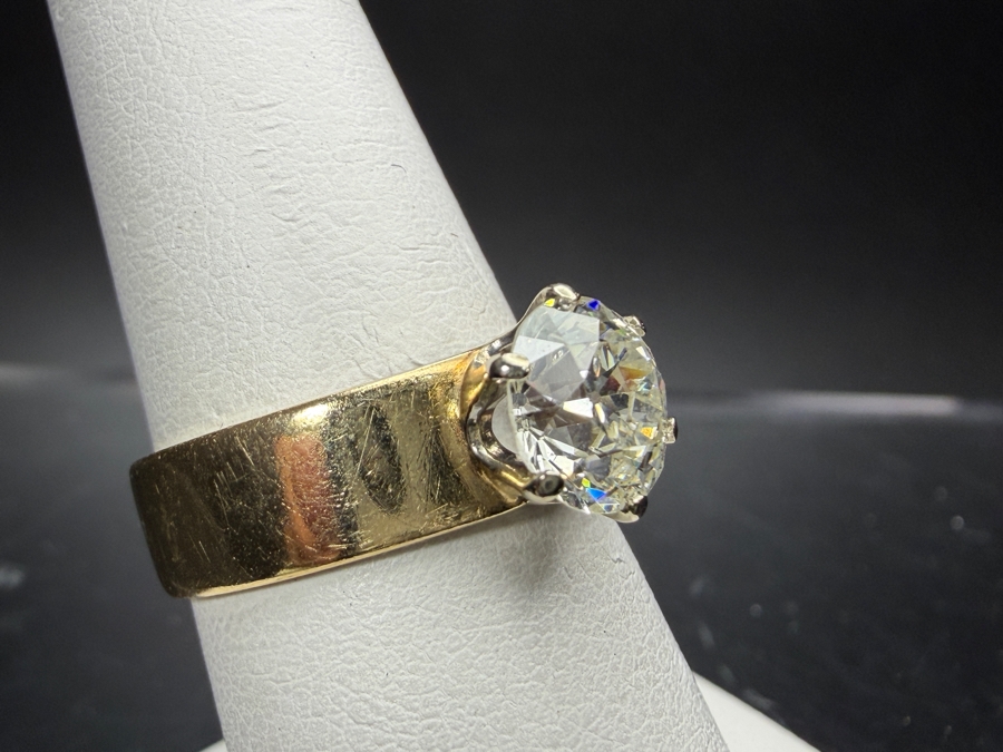 14k Gold Diamond Ring With 7.2mm Round Old European Cut Diamond Est. 1.5ct 5.3g Retails $6,000 [Photo 4]