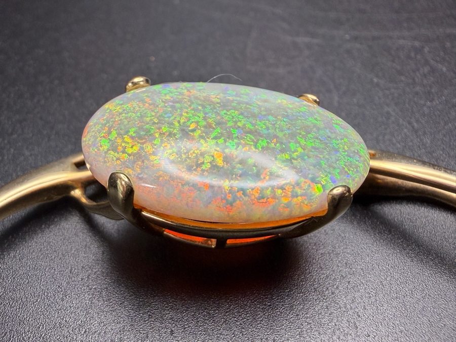 Stunning Large 14k Gold Natural Opal Pendant With (7) Diamonds Apx. 1.05cttw - Opal Is Apx. 10ct - 2.5'L Total Weight 18g Retails $4,000 [Photo 10]