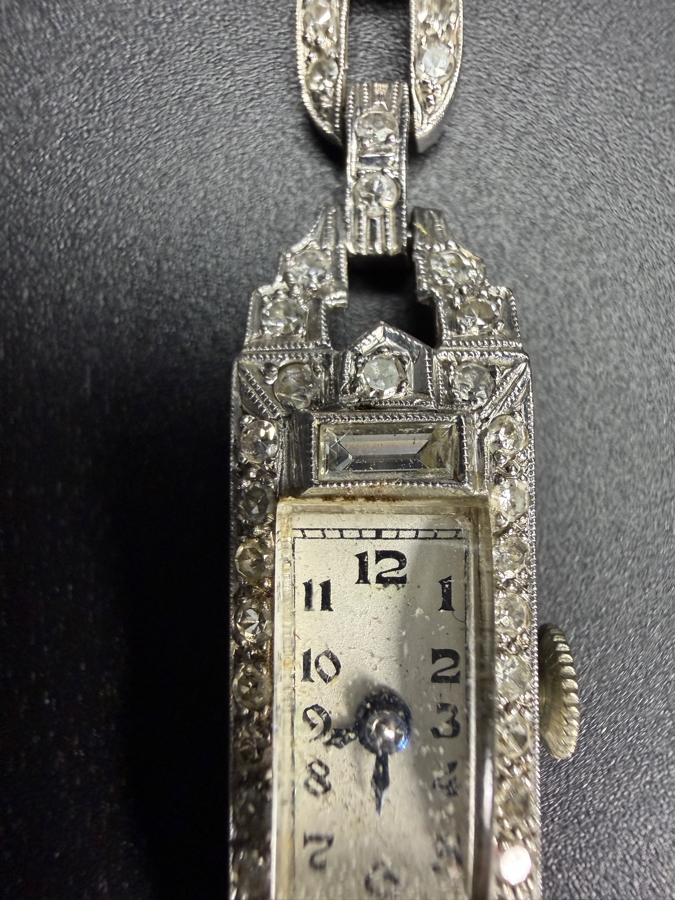Platinum (90%) / Iridium (10%) Swiss Watch Set With (54) 1.25mm Single Cut Natural Diamonds And (2) 4 x 1.5mm Baguette Natural Diamonds Est. .68cttw Working 11.9g Retails $3,400 [Photo 3]